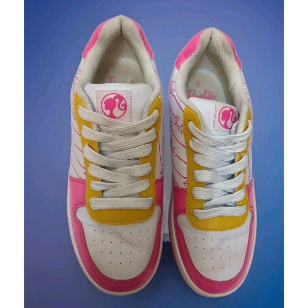 Barbie Womens Sneakers Size 8 Pink Yellow White Lace Up Y2K Barbiecore Shoes - Picture 9 of 11